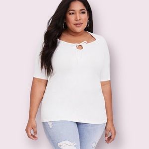 Foxy Scoop Neck Tie Detail Tee